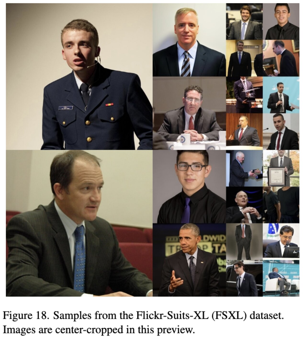 Samples from FSXL dataset showing people in formal attire